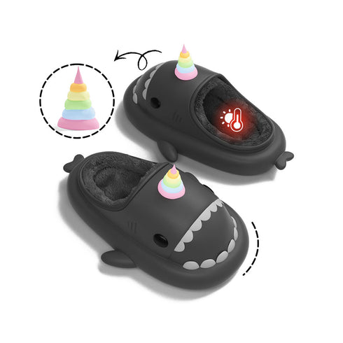 Sharkicks Basic - Invierno, Pantuflas de Tiburón Unicornio, Tacón Abierto